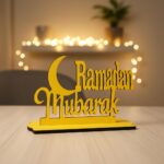 Ramadan Mubarak 3D Wooden Showpiece Table Decor, Islamic Festival Ornament, Eid Al-Fitr Holiday Decoration Items for Home, living room - Eid mubarak decoration items (RKM-37) - Image 4