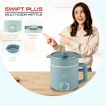 Pigeon By Stovekraft Swift Plus Multi-Cook Kettle 1.5L, With Steamer, Egg Rack - Blue | Double Layered | Food Grade Stainless Steel Inner Wall | Glass Lid | Auto Shut-Off, 600 Watts - Image 5