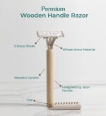 Sustainable Shaving Kit – Eco-Friendly Wooden Handle Razor with Wheat Straw Cartridge, Travel-Size 10g Shave Butter (Aloe & Lemon), Hotel Room Kit, Toiletries Set, Guest Amanities Plastic-Reduction Grooming Set for Men & Women (50) - Image 3