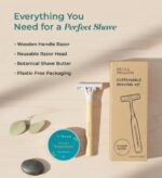 Sustainable Shaving Kit – Eco-Friendly Wooden Handle Razor with Wheat Straw Cartridge, Travel-Size 10g Shave Butter (Aloe & Lemon), Hotel Room Kit, Toiletries Set, Guest Amanities Plastic-Reduction Grooming Set for Men & Women (50) - Image 5