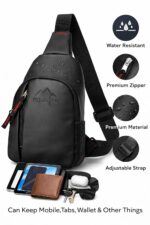 Water Resistant Vegan Leather Chest Bag for Men & Women | Running Bag, Chest Sling & Travel Fanny Pack | Sports Waist Pouch (Chest Bag) - Image 3
