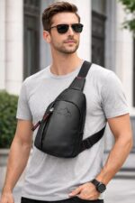 Water Resistant Vegan Leather Chest Bag for Men & Women | Running Bag, Chest Sling & Travel Fanny Pack | Sports Waist Pouch (Chest Bag) - Image 5