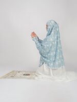 ANA Maham Blue Floral Prayer Dress – Pure Cotton Namaz Makhna with Tie Knot | Lightweight, Breathable for Hajj, Umrah & Salah - Image 4