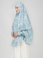 ANA Maham Blue Floral Prayer Dress – Pure Cotton Namaz Makhna with Tie Knot | Lightweight, Breathable for Hajj, Umrah & Salah - Image 5