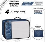 OxbOw Travel Organizer Pouch, Packing Cubes For Travel, Cloth Organizer For Travel, Suitcase Organizer For Travelling, Packing Bags For Travelling (Navy Blue, Large- Pack of 4) - Image 3