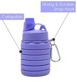 Foldable Silicone Water Bottle - Purple | Collapsible Leakproof Travel Bottle for Gym Office School | Portable Lightweight Reusable Bottle for Cycling Hiking Camping Outdoor Sports Use Gear | 600 ml - Image 3