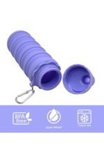Foldable Silicone Water Bottle - Purple | Collapsible Leakproof Travel Bottle for Gym Office School | Portable Lightweight Reusable Bottle for Cycling Hiking Camping Outdoor Sports Use Gear | 600 ml - Image 5