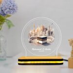 Personalized Hajj Mubarak Acrylic Plaque LED Lamp | Islamic Gift with Name | Customized Lamp for Hajj Return, Umrah, or Eid | Unique Gift for Hajj Completion or Homecoming (5.5x5x5 Inch) - Image 3