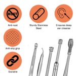 First Try 6 Pieces Earwax Removal Kit with Brush and Storage Box | Stainless Steel Ear Cleaning Machine | Ear Curette Safety Cleaner | Medical Grade | for Adult and Baby (6 Pcs Set) - Image 4