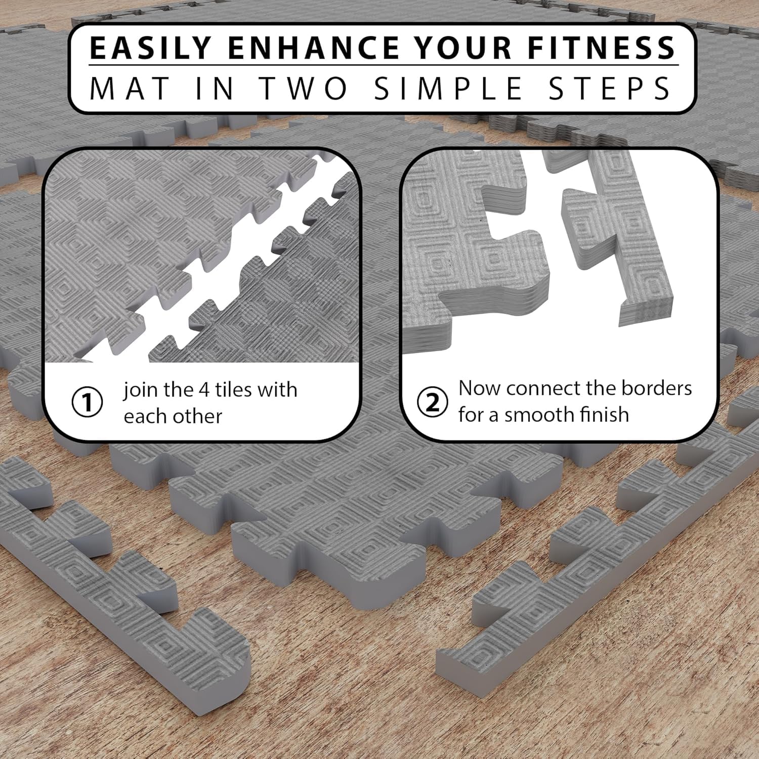 EVA Interlocking Mat for Kids Play, Gym Exercise, and Prayer Room | Soft Cushion, Water Resistant, Non-Slip & Easy to Carry Multipurpose Foam Flooring 10 Tiles Gray Color - Image 8