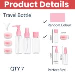 Temperia Travel Bottles for Toiletries (7pcs) - Refillable Empty Mini Containers with Pouch (Random Colors) - Travelling Accessories & Essentials Kit Set for Shampoo, Cosmetics, and More - Image 3