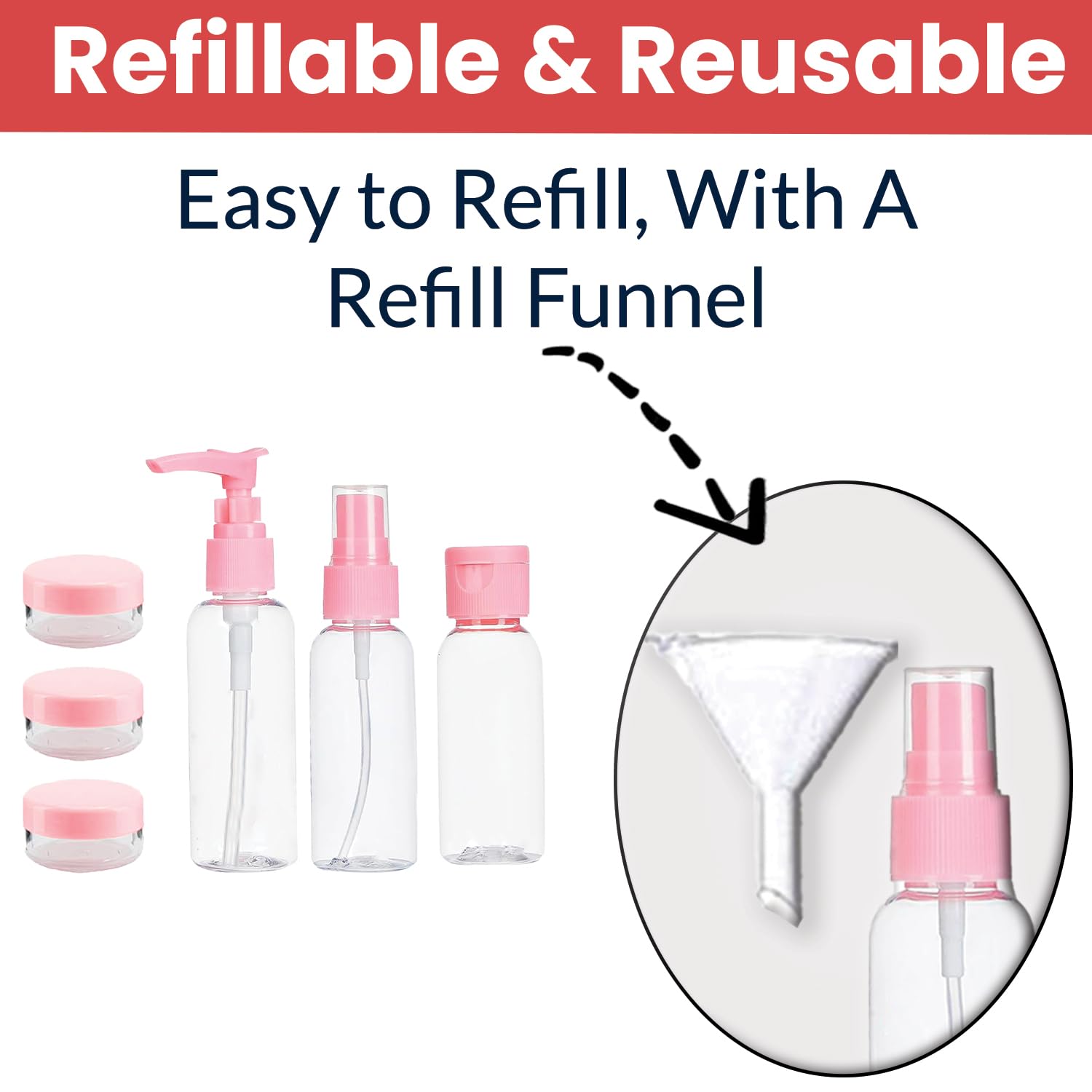 Temperia Travel Bottles for Toiletries (7pcs) - Refillable Empty Mini Containers with Pouch (Random Colors) - Travelling Accessories & Essentials Kit Set for Shampoo, Cosmetics, and More - Image 3