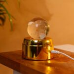 Islamic Crystal Ball Golden LED Rotating Lamp with USB Stand – Ya Gharib Dargah Design, Home Decor Light - Image 4