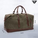Fur Jaden 40L Canvas Weekender Travel Duffle Cabin Bag with Detachable Shoulder Strap (Military Green) - Image 5