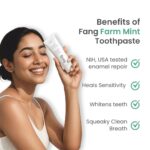 Fang Farm Mint Natural Toothpaste|Fluoride Free Hydroxyapatite|Teeth Whitening|Heals Sensitive Teeth|Fights Cavities,Gum Diseases & Bad Breath|SLS & Chemical Free|Organic, Vegan|120 grams(Pack of 1) - Image 4