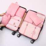 House of Quirk Polyester 9Pcs Set Travel Organizer Packing Cubes Lightweight Travel Luggage Organizers With Laundry Bag Or Toiletry Bag (Pink), 40 cm, 10 cm - Image 4