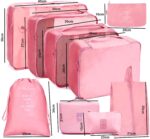 House of Quirk Polyester 9Pcs Set Travel Organizer Packing Cubes Lightweight Travel Luggage Organizers With Laundry Bag Or Toiletry Bag (Pink), 40 cm, 10 cm - Image 6