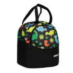 F Gear Cibo Black Colourful Dino 9L Kids Lunch Bag for School|2 Spacious Compartment with Bottle Holder|Lightweight & Durable|Colourful & Fun Dino Print|Lunch Bag for School, Travel & Picnic - Image 3