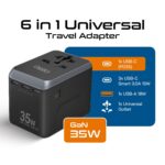 Ceptics 6-in-1 Universal Travel Adapter – 35W International Charger with 4 USB-C (1 PD 35W Port) & 1 USB-A Fast Charge Ports, Universal Plug Socket, and 10-Year Warranty. - Image 3