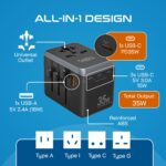 Ceptics 6-in-1 Universal Travel Adapter – 35W International Charger with 4 USB-C (1 PD 35W Port) & 1 USB-A Fast Charge Ports, Universal Plug Socket, and 10-Year Warranty. - Image 4
