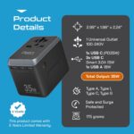Ceptics 6-in-1 Universal Travel Adapter – 35W International Charger with 4 USB-C (1 PD 35W Port) & 1 USB-A Fast Charge Ports, Universal Plug Socket, and 10-Year Warranty. - Image 6