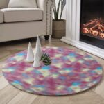 Faux Sheepskin Fur Area Cute Aesthetic Round Fur Throw Rug Floor Mat Circular Carpet for Boys, Girls Bedroom, Living Room, Home Office, Prayer, Dorms, Soft Circle Nursery (Rainbow) - Image 5