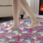 Faux Sheepskin Fur Area Cute Aesthetic Round Fur Throw Rug Floor Mat Circular Carpet for Boys, Girls Bedroom, Living Room, Home Office, Prayer, Dorms, Soft Circle Nursery (Rainbow) - Image 6