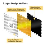 Luxury 99 Names of Allah Islamic Acrylic Wall Art | Golden Honeycomb Calligraphy with Glass Finishing Decor | Allah Name for Home, Mosque, Office | Muslim Gift | Islamic Wall Hanging | 24x24 Inch (Golden & Black) - Image 4