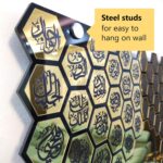 Luxury 99 Names of Allah Islamic Acrylic Wall Art | Golden Honeycomb Calligraphy with Glass Finishing Decor | Allah Name for Home, Mosque, Office | Muslim Gift | Islamic Wall Hanging | 24x24 Inch (Golden & Black) - Image 6