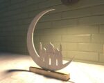Islamic Table Decor Mosque Moon Design | Ramadan Eid Mubarak Wooden Tabletop Decoration | |Eid Decoration Itmas | Pine MDF Islamic Decor | Wooden Decor for Home | 12 Inch by Curious Button - Image 3