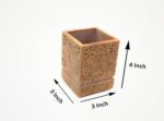VR SOURCING Handcrafted Brown Marble Tumbler with carving work | Multipurpose Holder for Bathroom, Kitchen & Office | 4 x 3 x 3 Inch - Image 3