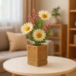 VR SOURCING Handcrafted Brown Marble Tumbler with carving work | Multipurpose Holder for Bathroom, Kitchen & Office | 4 x 3 x 3 Inch - Image 4