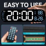 ANALOI Digital Wall Clock Large Display, 13.7 inch with RGB Color Changing Remote Control, Date Week Temperature DST, Auto Brightness Dimmer Big Clock with Night Lights, Plastic, Blue - Image 5