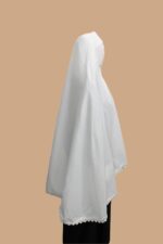M H Women’s Cotton Khimar Hijab with Inner Cap & Zipper - White, Breathable, Lightweight, Ready to Wear for Namaz, Hajj & Umrah - Image 4