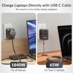 Destinio Universal Travel Adapter - 65W Laptop/MacBook GaN Fast Charging Adapter with 2 Type C & 1 USB Ports, Universal Charger Adapter, All in One International Travel Adapter for US, UK, Europe - Image 4