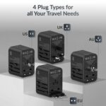 Destinio Universal Travel Adapter - 65W Laptop/MacBook GaN Fast Charging Adapter with 2 Type C & 1 USB Ports, Universal Charger Adapter, All in One International Travel Adapter for US, UK, Europe - Image 6