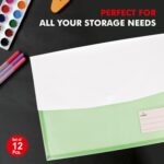 POLEN 12 Pcs Gazette Button Bag,Folder FS/Legal Heavy Duty Twin Double Pocket Document File, Envelope Holder Storage Case, Snap Button Organizer.(Assorted Color) - Image 3