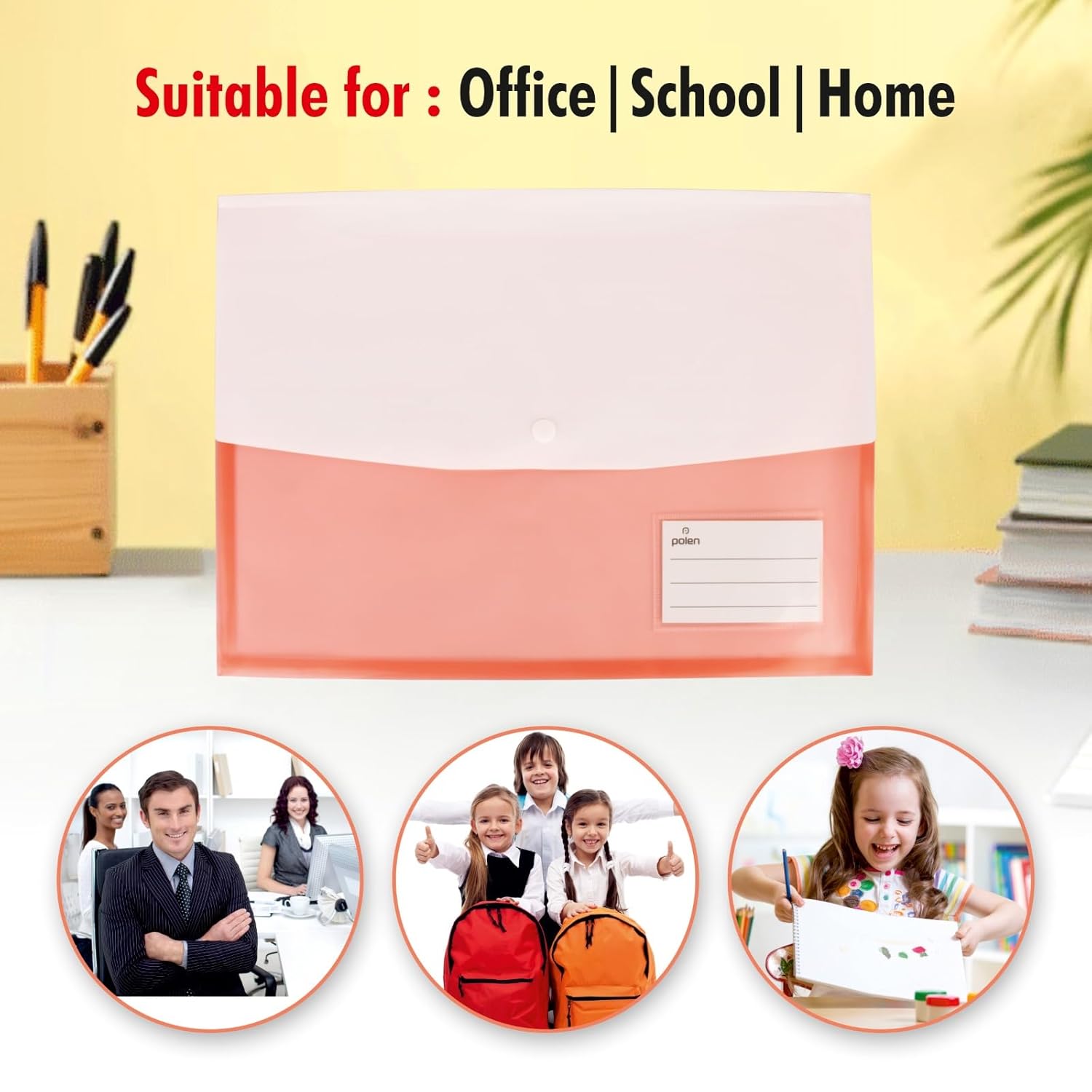 POLEN 12 Pcs Gazette Button Bag,Folder FS/Legal Heavy Duty Twin Double Pocket Document File, Envelope Holder Storage Case, Snap Button Organizer.(Assorted Color) - Image 9