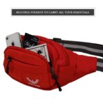 Polyester Waist Pack Travel Handy Hiking Zip Pouch Document Money Phone Belt Sport Bag for Men and Women and Adult | Red- Waist Bag - Image 3