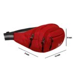 Polyester Waist Pack Travel Handy Hiking Zip Pouch Document Money Phone Belt Sport Bag for Men and Women and Adult | Red- Waist Bag - Image 4