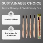Green Loops Bamboo Toothbrush Pack of 4 | Charcoal Infused Soft Bristles | Eco-Friendly & Antibacterial | Wooden Handle | Biodegradable & Plastic-Free Oral Care for Adults & Kids - Image 4