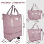 Storite Nylon 40 Cm Expandable Travel Duffle Bag for Women Luggage Bag with Wheels Waterproof Foldable Bag with Rolling Detachable Wheels- (Pink - 40 x 22 x 56 cm) - Image 3