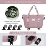 Storite Nylon 40 Cm Expandable Travel Duffle Bag for Women Luggage Bag with Wheels Waterproof Foldable Bag with Rolling Detachable Wheels- (Pink - 40 x 22 x 56 cm) - Image 5
