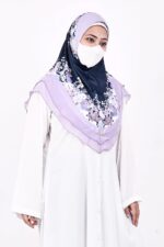 Printed Malaysian Instant Hijab for Women | Floral Border Design | Ready to Wear Modest Fashion Headscarf | Elegant Muslimah Style for Daily, Festive & Occasion Use - Image 3