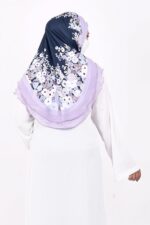 Printed Malaysian Instant Hijab for Women | Floral Border Design | Ready to Wear Modest Fashion Headscarf | Elegant Muslimah Style for Daily, Festive & Occasion Use - Image 4