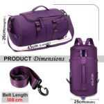 Storite Nylon 43Cm Small Lightweight Water Resistant Duffle Bag, Rucksack Travel Bag for Women with Shoes Compartment, Backpack Carry Luggage Bag for Men & Women(43x25x26Cm, Purple) - Image 3