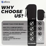 Elfora Cable Organizer Pouch | Travel Organiser Bag | Double Layer Storage for USB Cables, Chargers, Earphone, Power Bank, Hard disc & Other Accessories | Durable Nylon Case with Mesh Pockets (Black) - Image 4