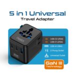 Ceptics 5 in 1 Universal Charger Adapter, Fast Charging with 2 USB-C 25W and 18W USB-A Port, All-in-One International Charger for EU, UK, USA, AUS – Black, Lifetime Limited Warranty - Image 3