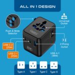 Ceptics 5 in 1 Universal Charger Adapter, Fast Charging with 2 USB-C 25W and 18W USB-A Port, All-in-One International Charger for EU, UK, USA, AUS – Black, Lifetime Limited Warranty - Image 4