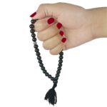 Glossy - 8 MM Black Crystal Stone Beads Tasbih Islamic Salah for Prayer 33 Beads Tasbeeh Salat Prayer for Muslims for Daily Prayer, Ramadan Eid Gift, Muslim jap mala Meditation Misbaha (Black) - Image 3